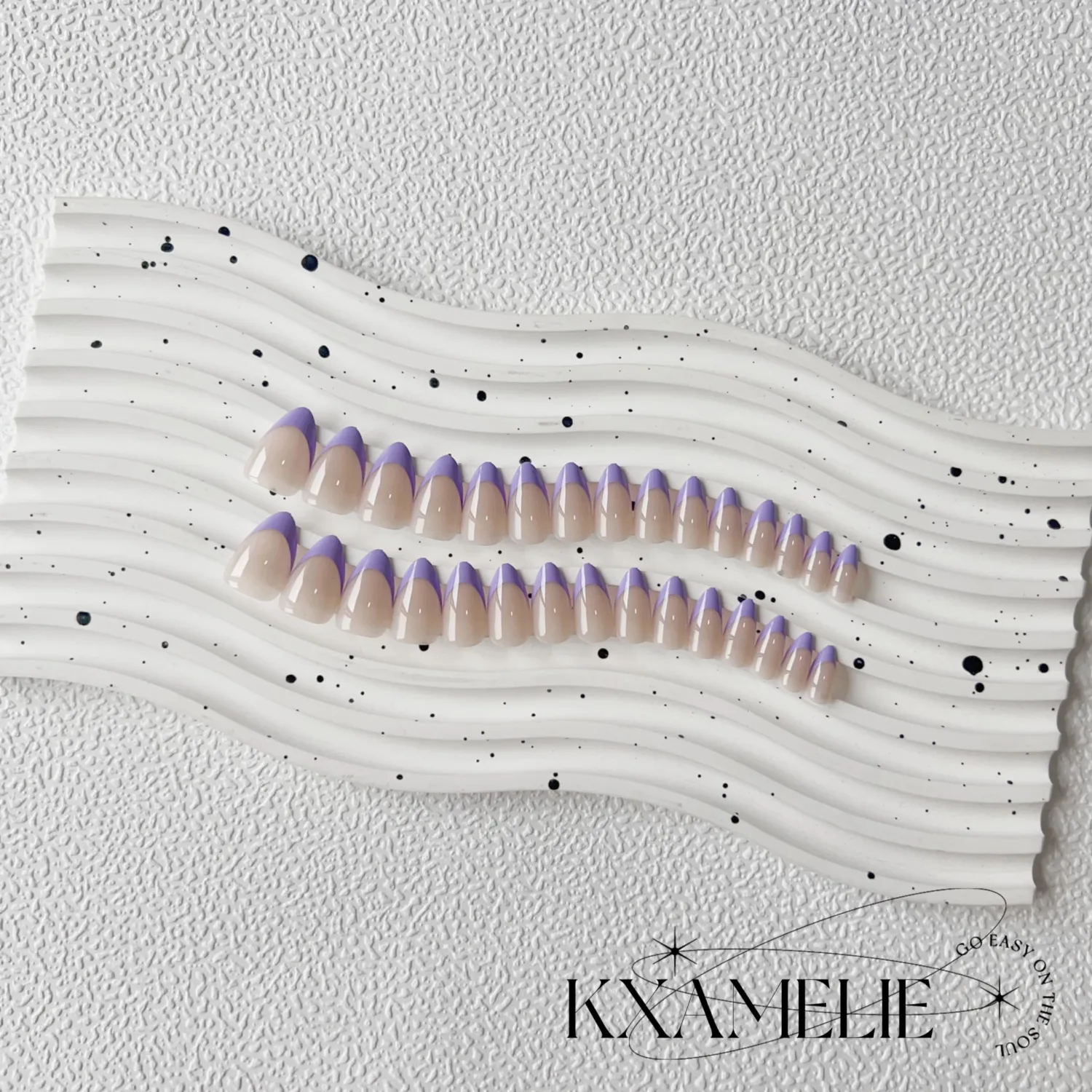 Purple French Tip Press on Nails Short Almond Nails Press ons French Tip Glue on Nails for Women DIY Acrylic French Nails Short Gel Nails, Natural Thick Extra Short French Fake Nails 30Pcs 15 Sizes