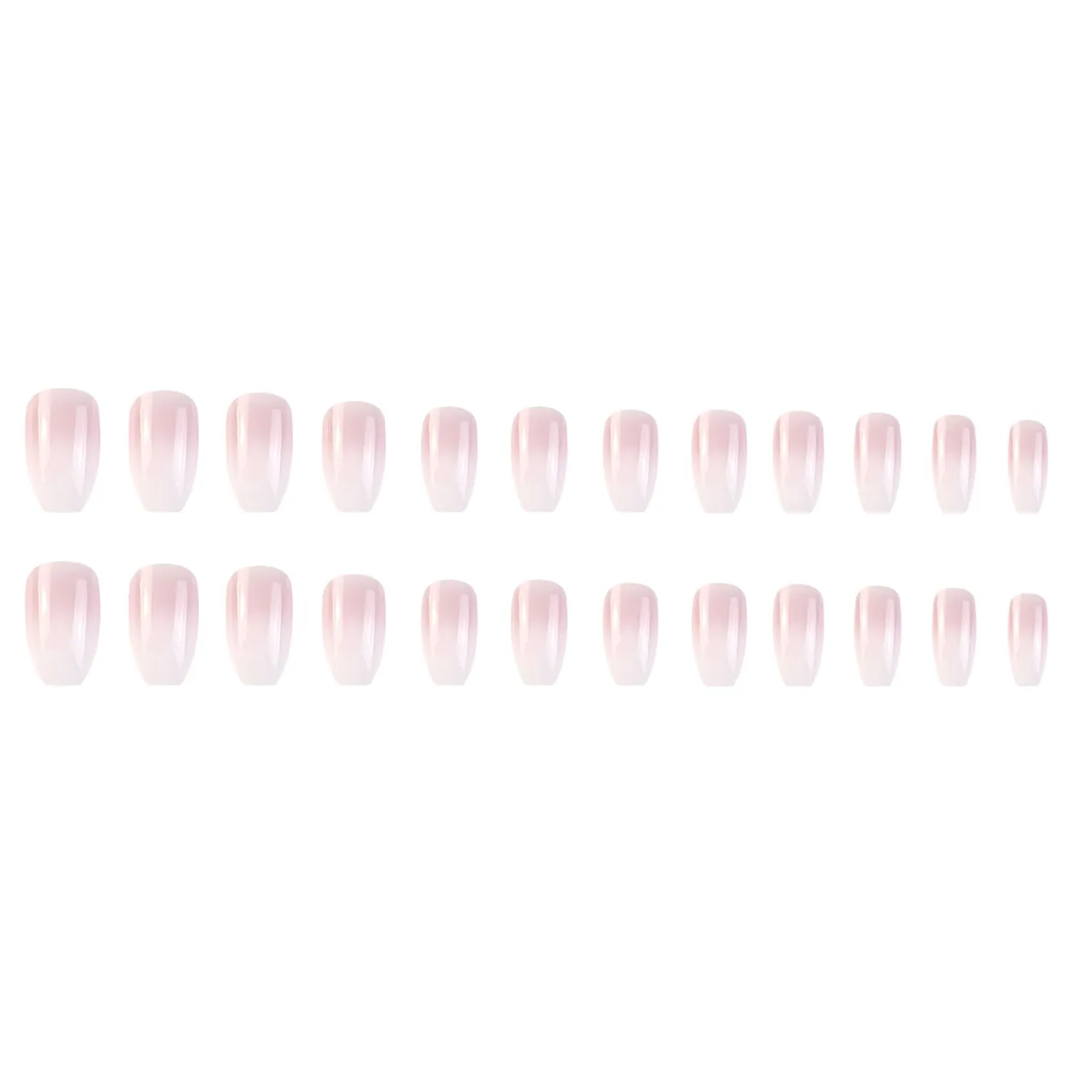 Press on Nails Medium Coffin SWEKKE French Fake Nails Pink Gradient Full Cover Glue on Nails White Glossy False Nails Acrylic Press on Nails Stick on Nails Artificial Nails for Women Girls 24 Pcs