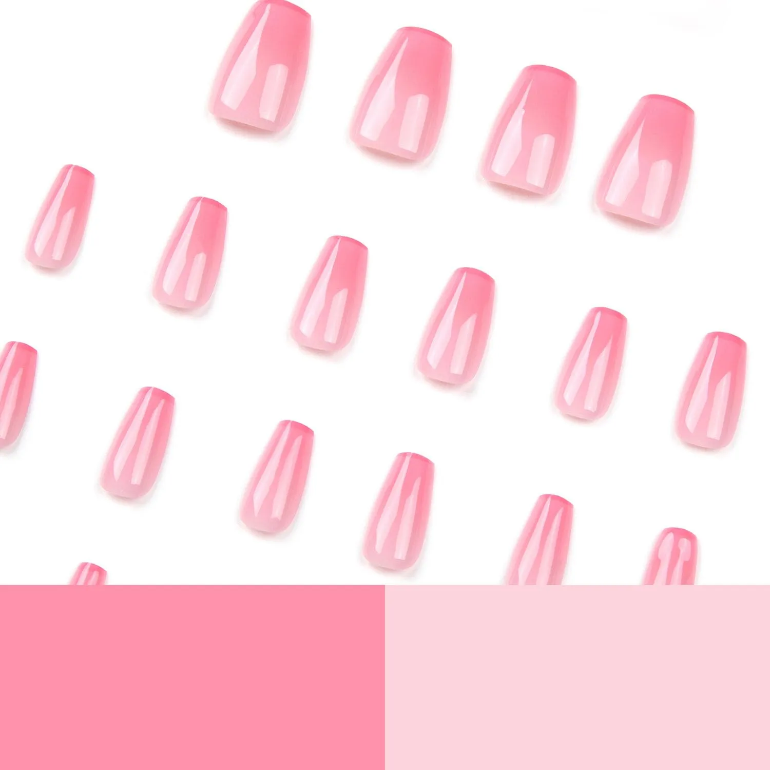 Pink Press on Nails Medium Coffin SWEKKE French Fake Nails Pink Gradient Full Cover False Nails with Nail Glue Light Pink Glossy Glue on Nails Acrylic Nails Artificial Nails for Women Girls 24Pcs