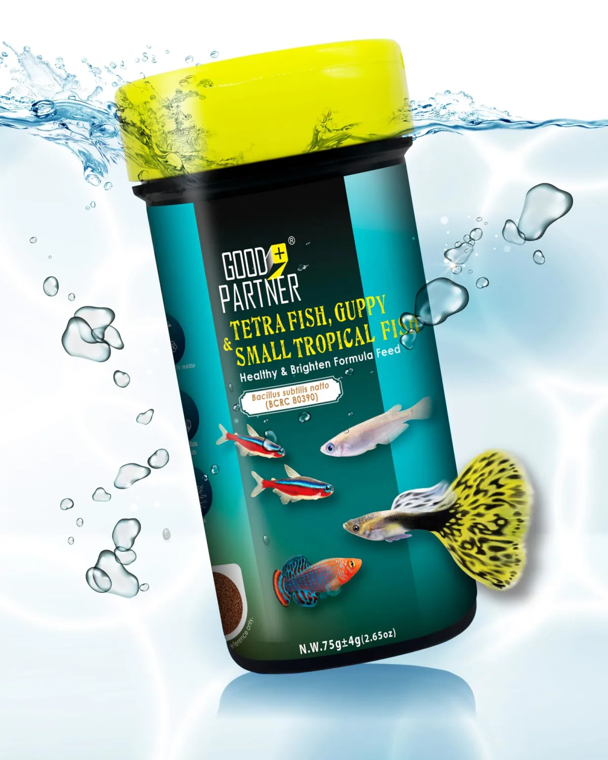 Purify Series for Tetra Fish Food, Small Tropical Sinking Pellets, Suitable for Betta, Guppy fish, All Natural Ingredients, Balanced Composition of Fish Feed, 2.65 oz (Pack of 1)