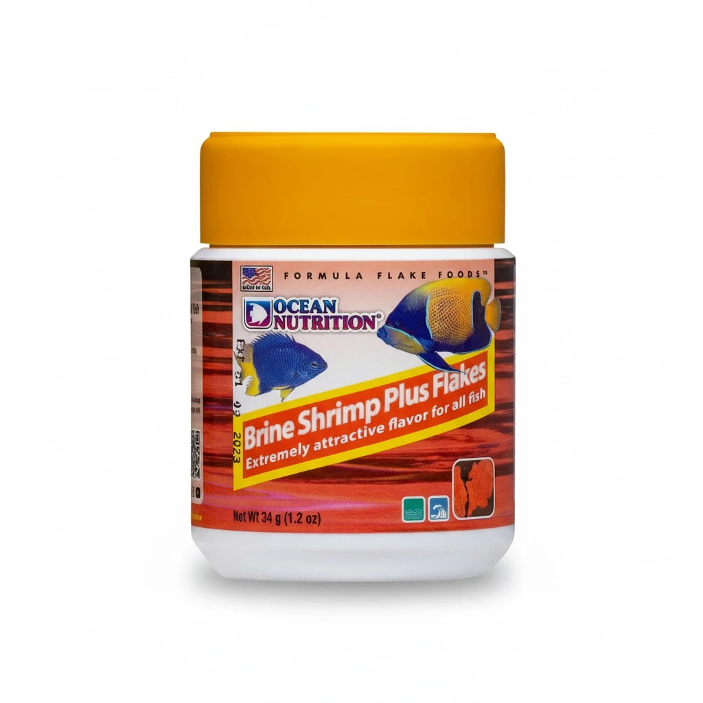 Ocean Nutrition Brine Shrimp Plus Flake Fish Food 1.2 Ounces (34 Grams) Jar | Freshwater & Saltwater Marine Aquarium Flakes Food for Aquariums