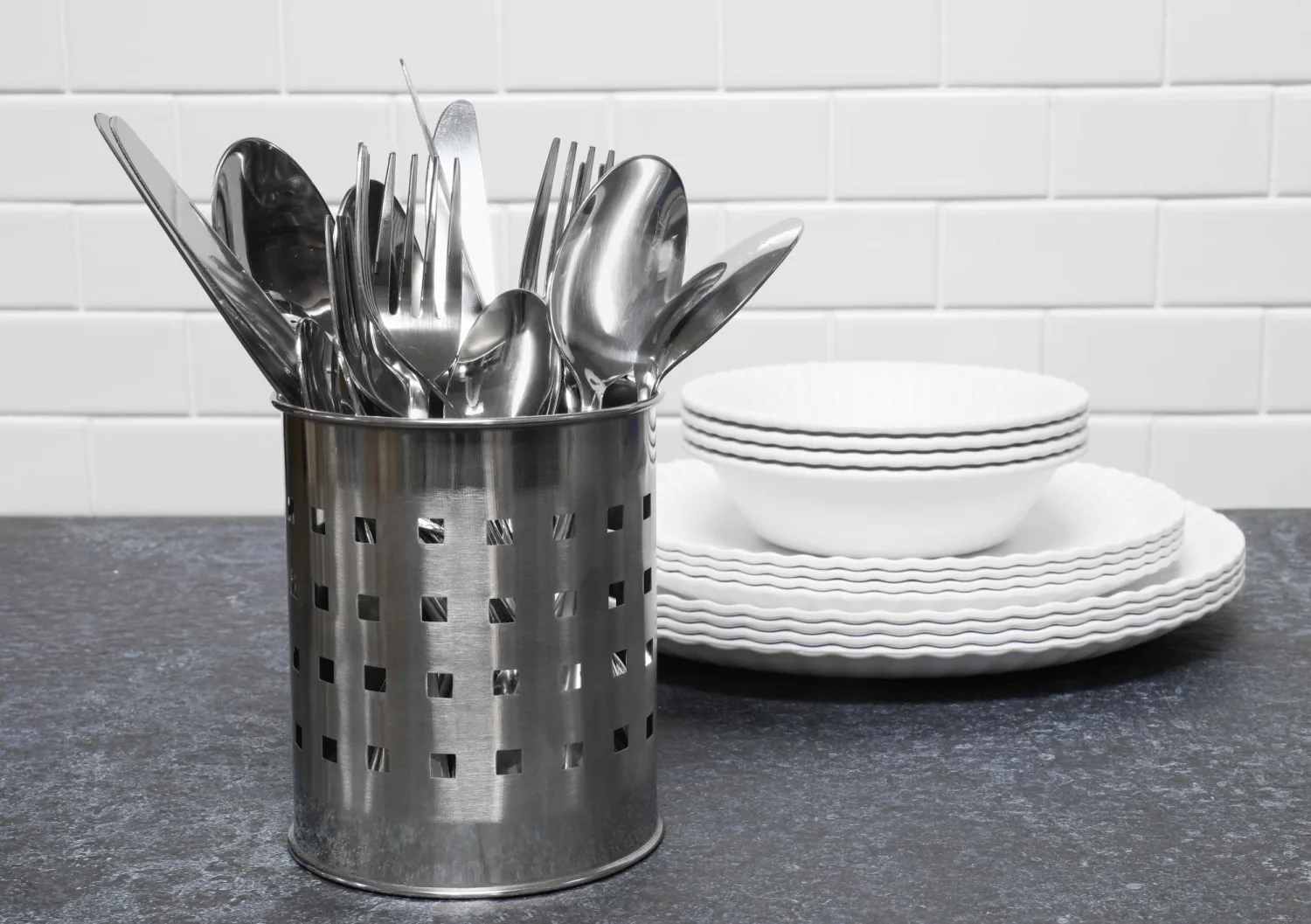 Chef Craft Heavy Duty Flatware Holder, 20 Piece Set, Stainless Steel