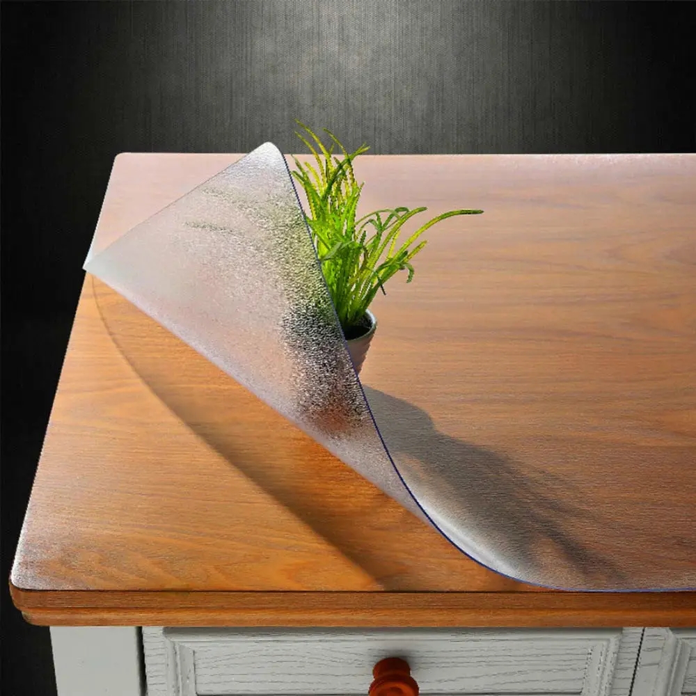 Custom 18 x 46 Inch Frosted Desk Cover Protector, 1.5mm Thick Plastic Desk Pad, Frosted Desk Protector, Desk Mat on top of Desk, Table Cover Protector for Coffee Table, Sofa Table, Media Stand