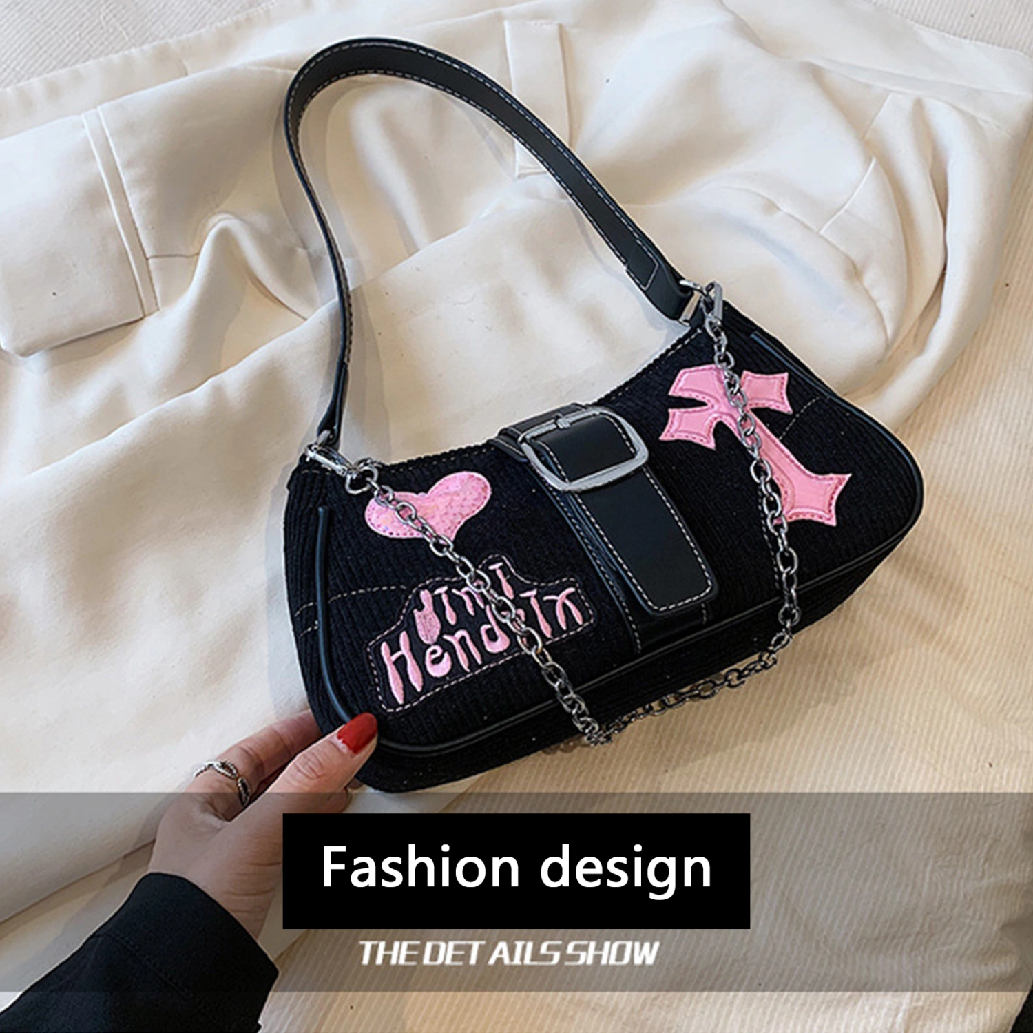 Fashion Shoulder Bags for Women Retro Baroque Cross Chain Tote Bag