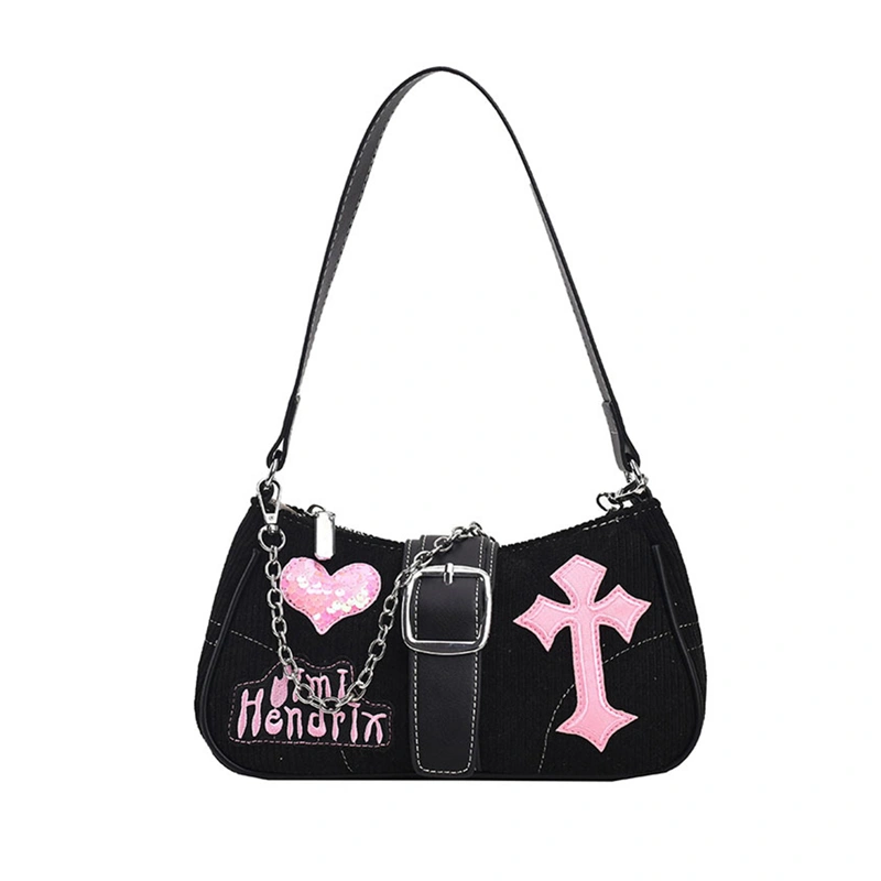 Fashion Shoulder Bags for Women Retro Baroque Cross Chain Tote Bag