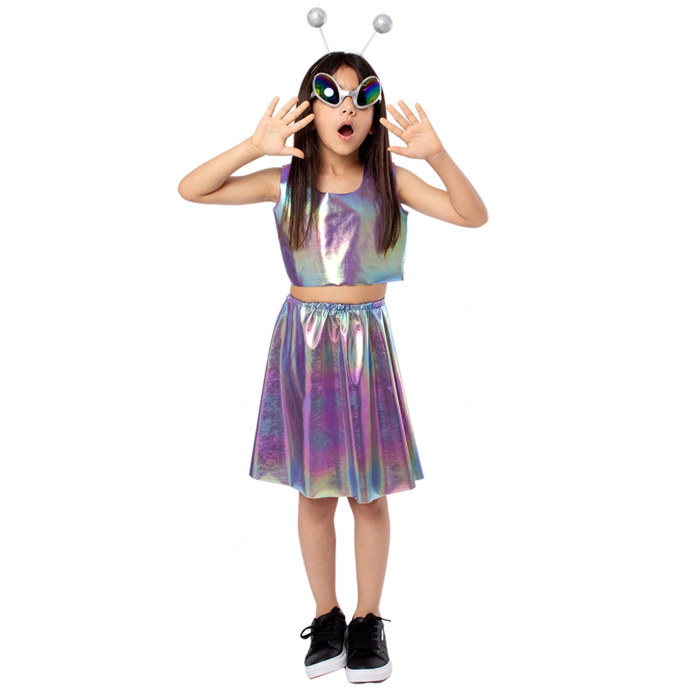 Girl Halloween Alien Costume Tank Tops Skirt Sunglasses and Headbands