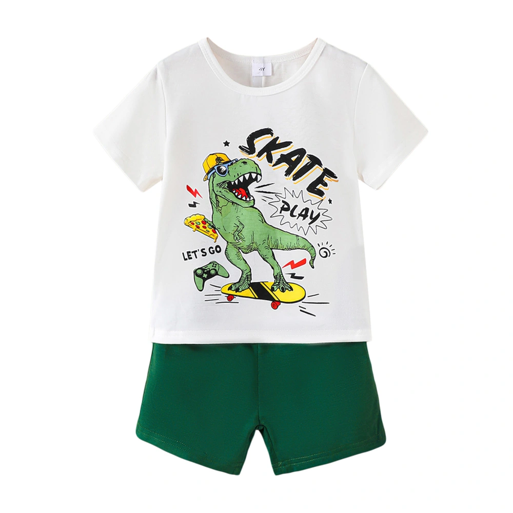 2Pcs Toddler Boy Summer Outfits Dinosaur Print T-Shirt + Shorts Set