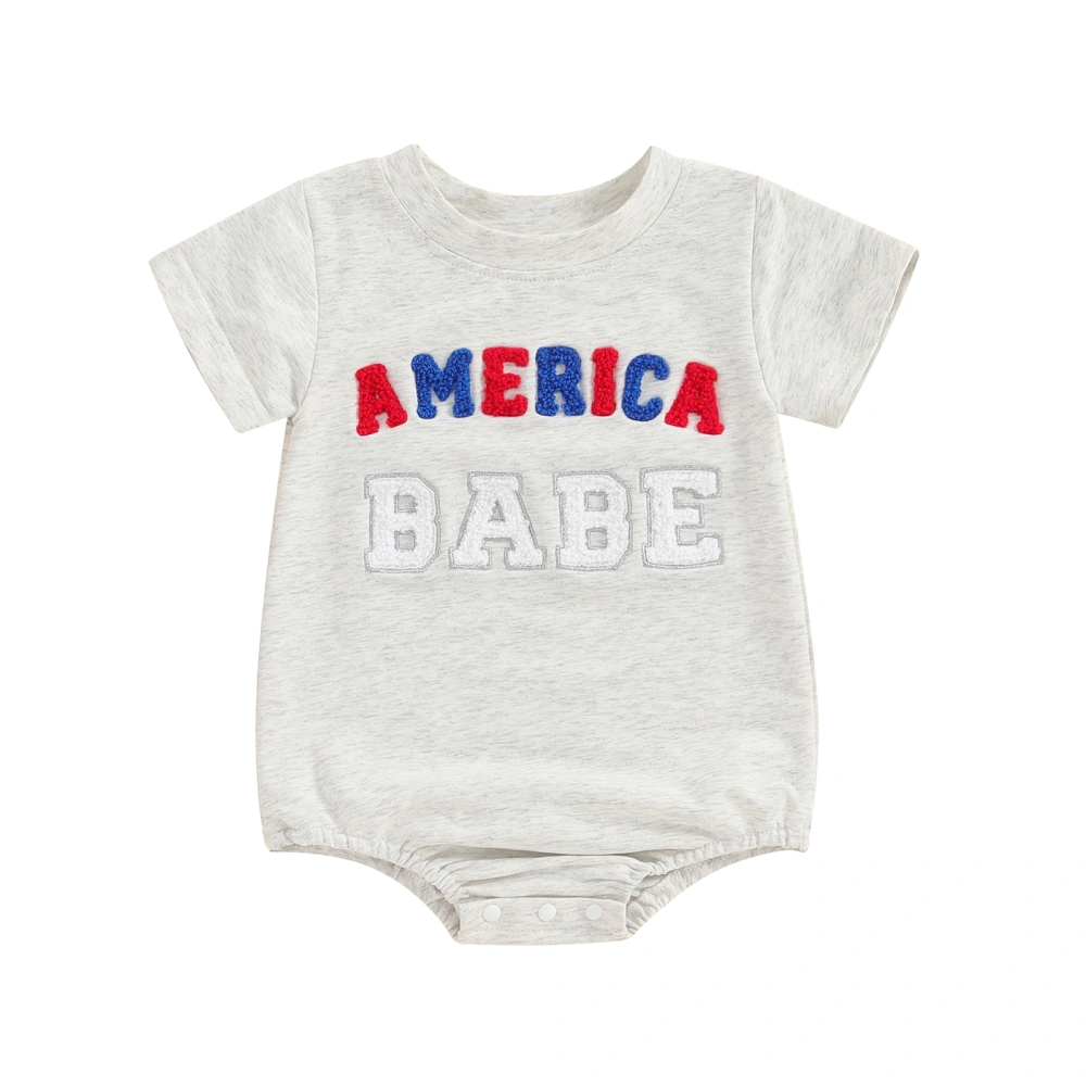 4th of July Baby Rompers Letter Embroidery Short Sleeve Bodysuits