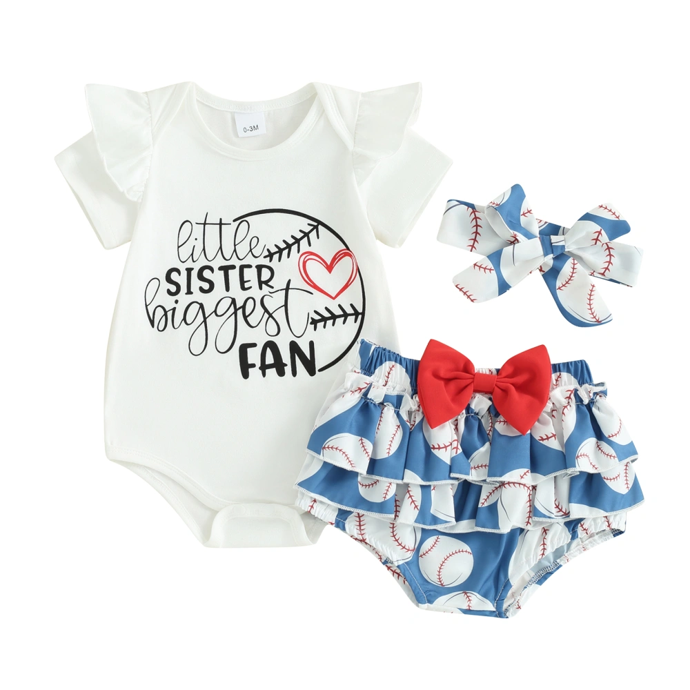 Baby Girl Summer Outfits Letter Print Rompers Shorts Headband