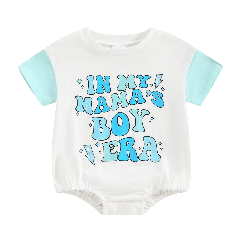 Baby Boy Casual Round Neck Short Sleeve Letter Print Romper 