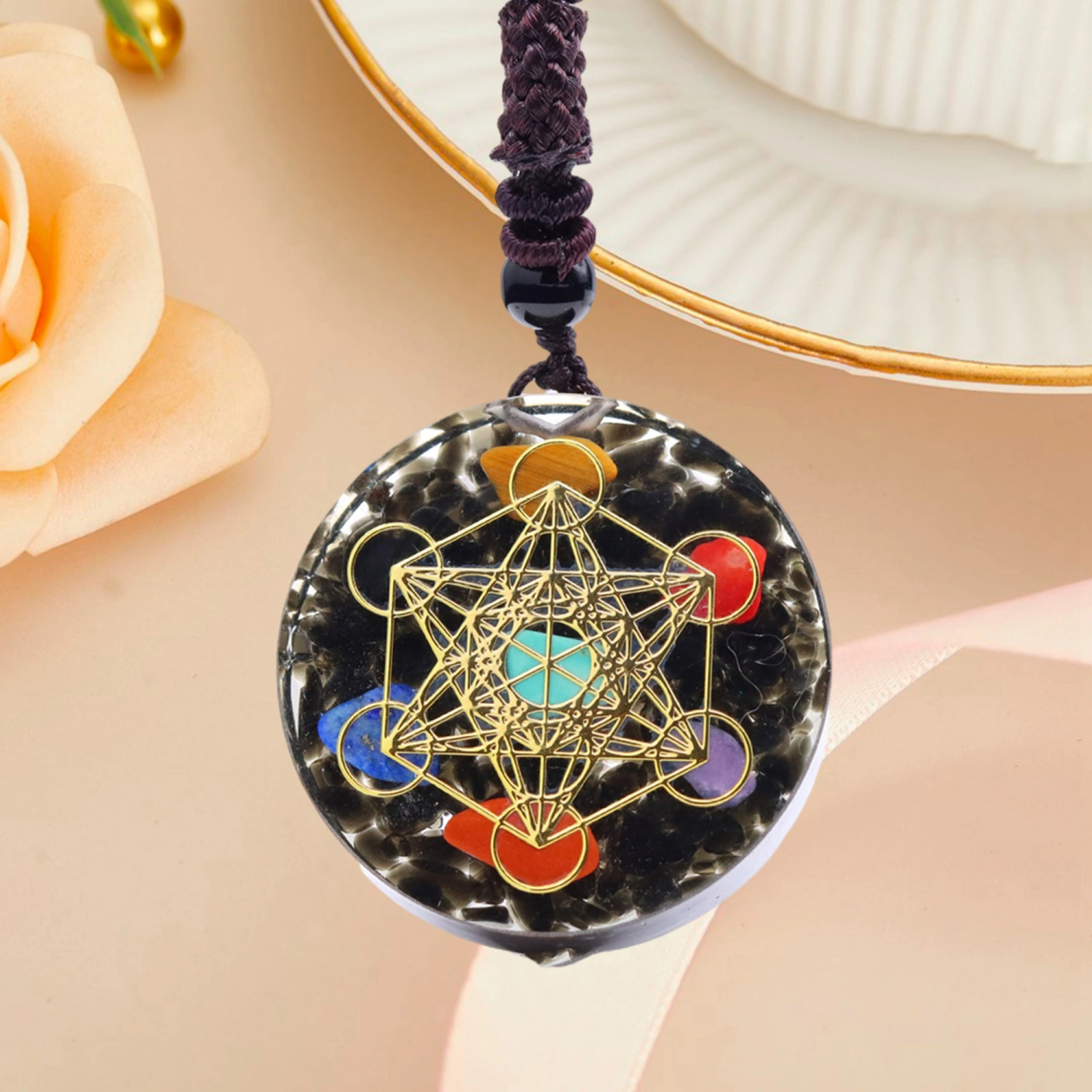 Women Healing Crystal Necklace Chakra Spiritual Pendant Necklace