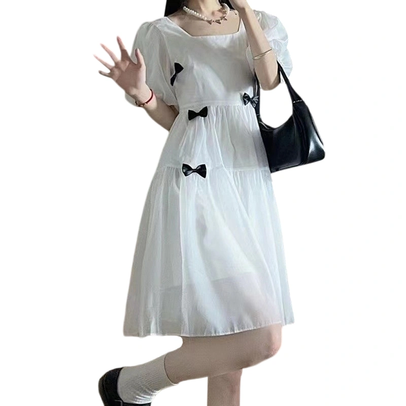 Women Short Sleeve Dress Cute Bow Casual Summer A-Line Party Dress