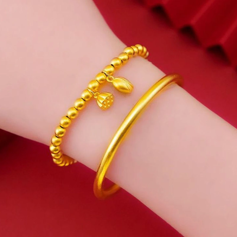 Women's Gold Bracelet Round Shape Bangle Bracelets Bead Bracelet
