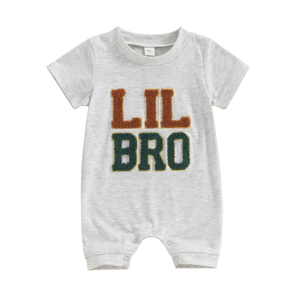 Baby Boys Summer Romper Short Sleeve Letter Embroidery Jumpsuit