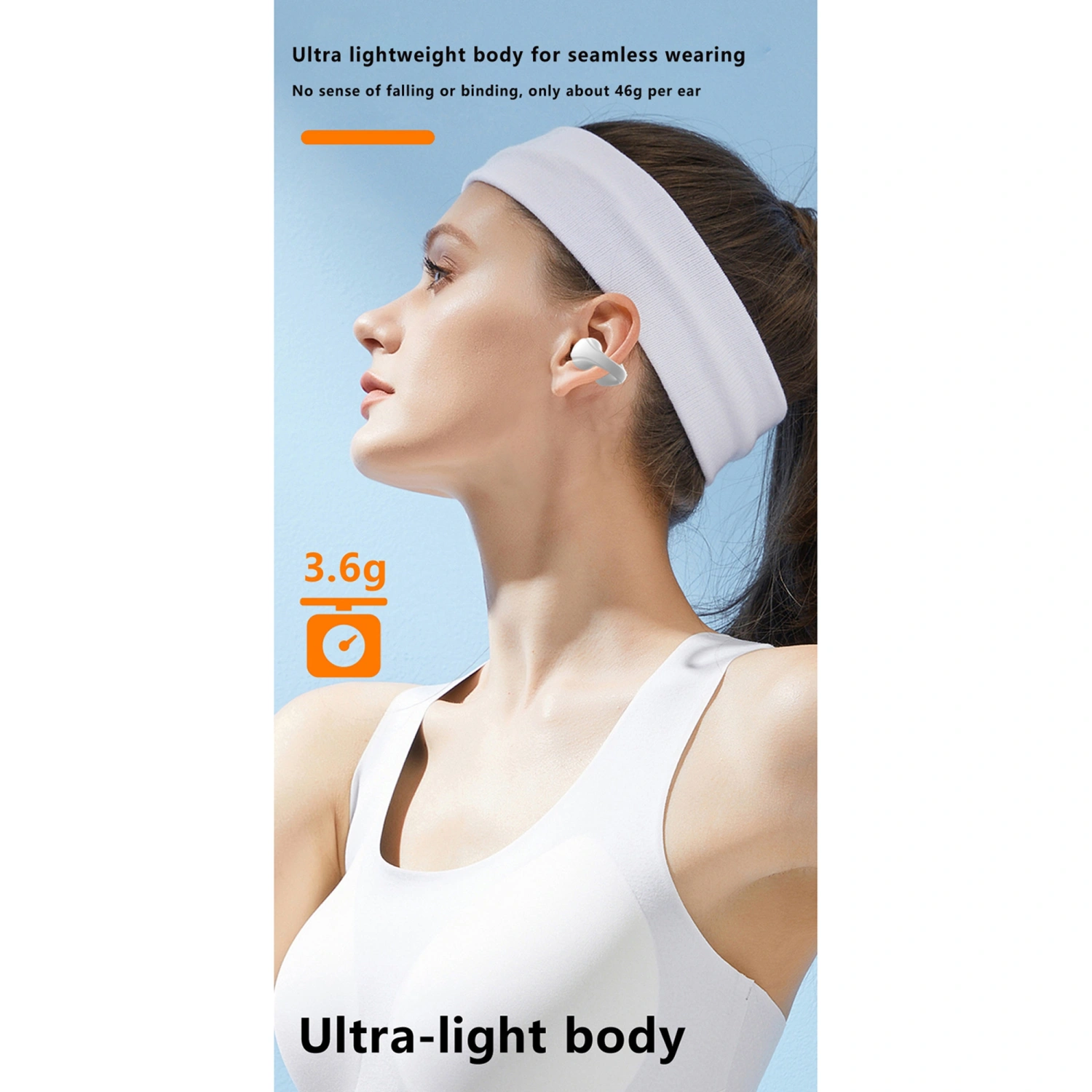 Wireless Ear-Clip Headphones for Android iPhone, Bluetooth 5.3