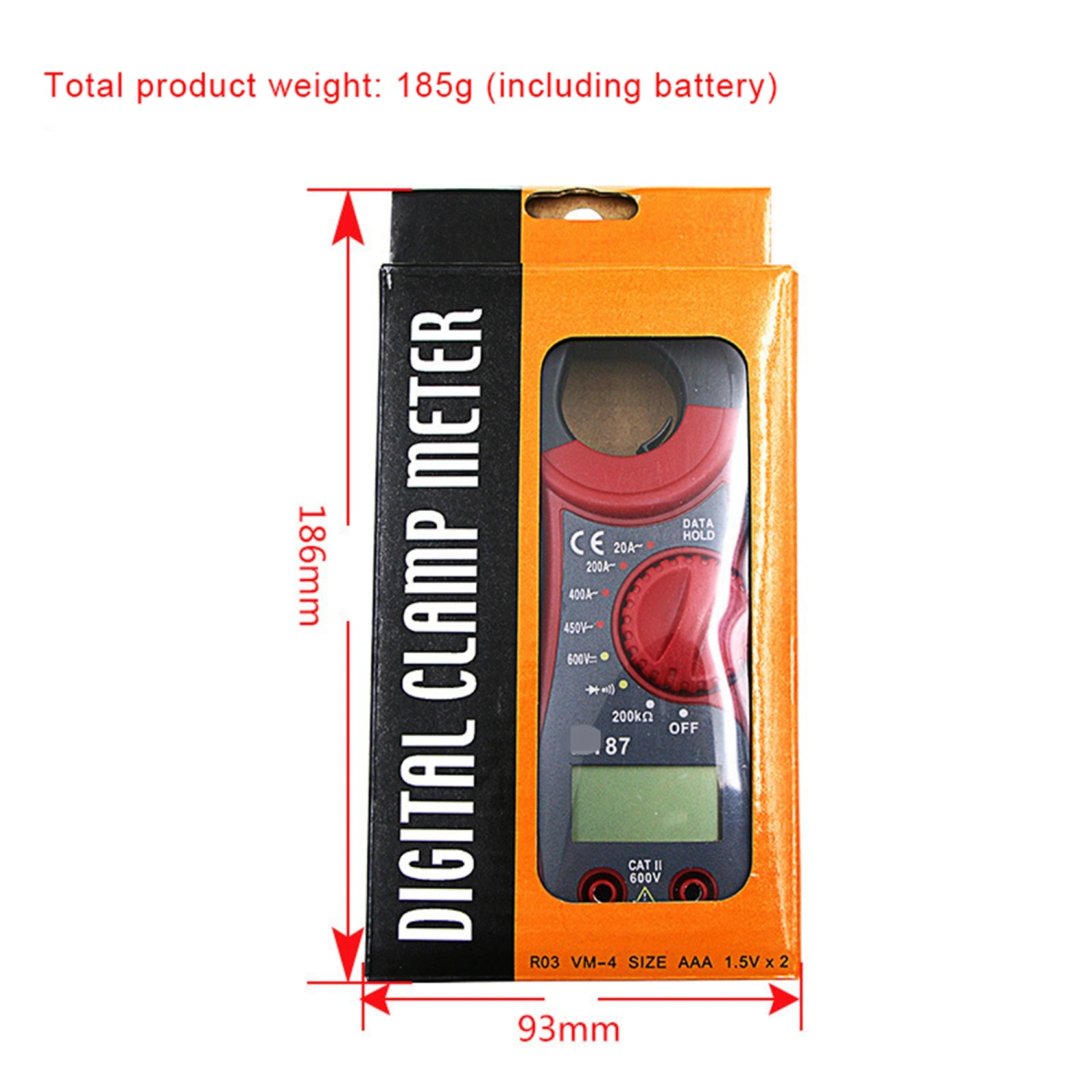 Multimeter, 2000 Count Digital Clamp Meter, Volt Meter Auto-ranging