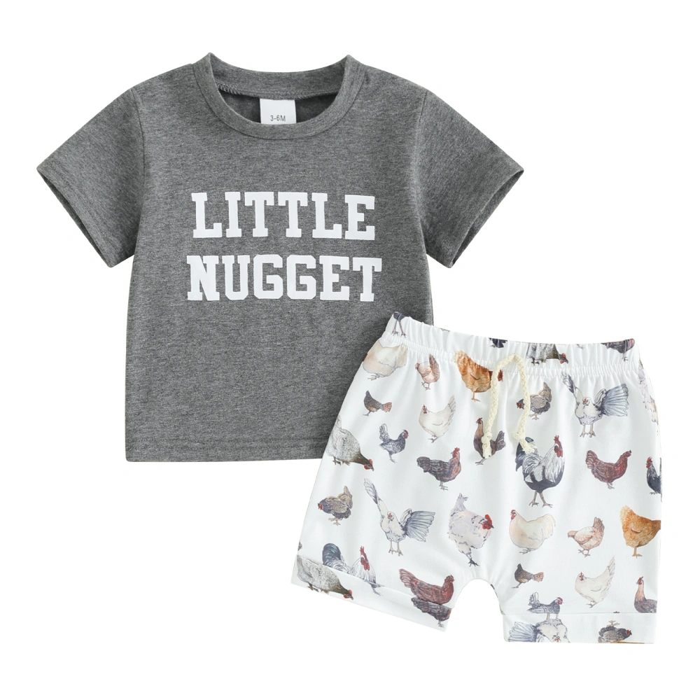 Toddler Boys Summer Outfits Letter Print T-Shirt and Chick Shorts