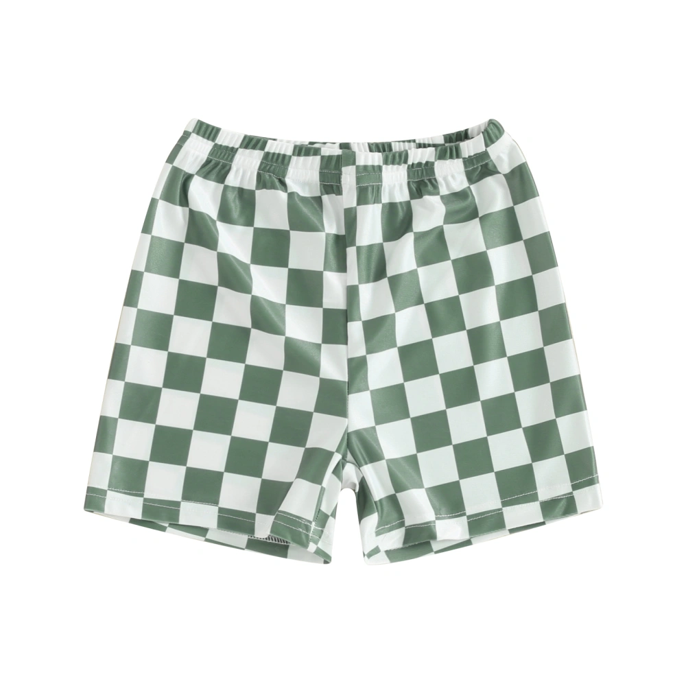 Boys Swim Trunks Elastic Band Checkerboard Print Swim Shorts