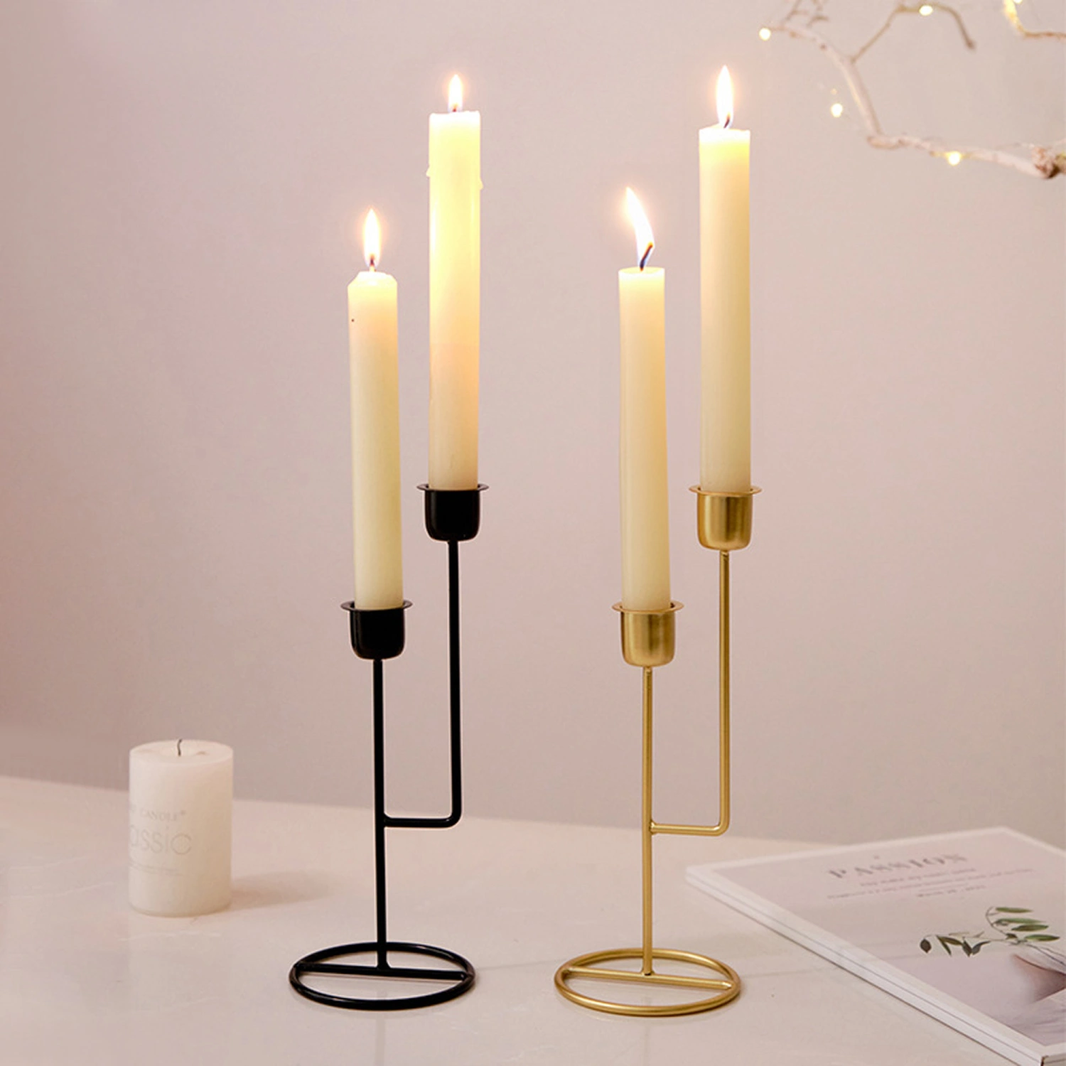 Candlestick Holder, Tall Metal Black Taper Candle Holder Home Decor