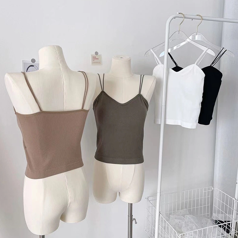 Women's Cami Tops Solid Color Spaghetti Strap Vest V-Neck Camisole 