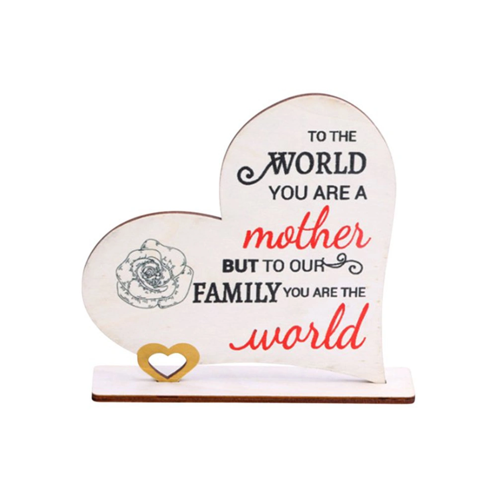 Mother's Day Table Decorations Wooded Heart Shape Sign Centerpiece 