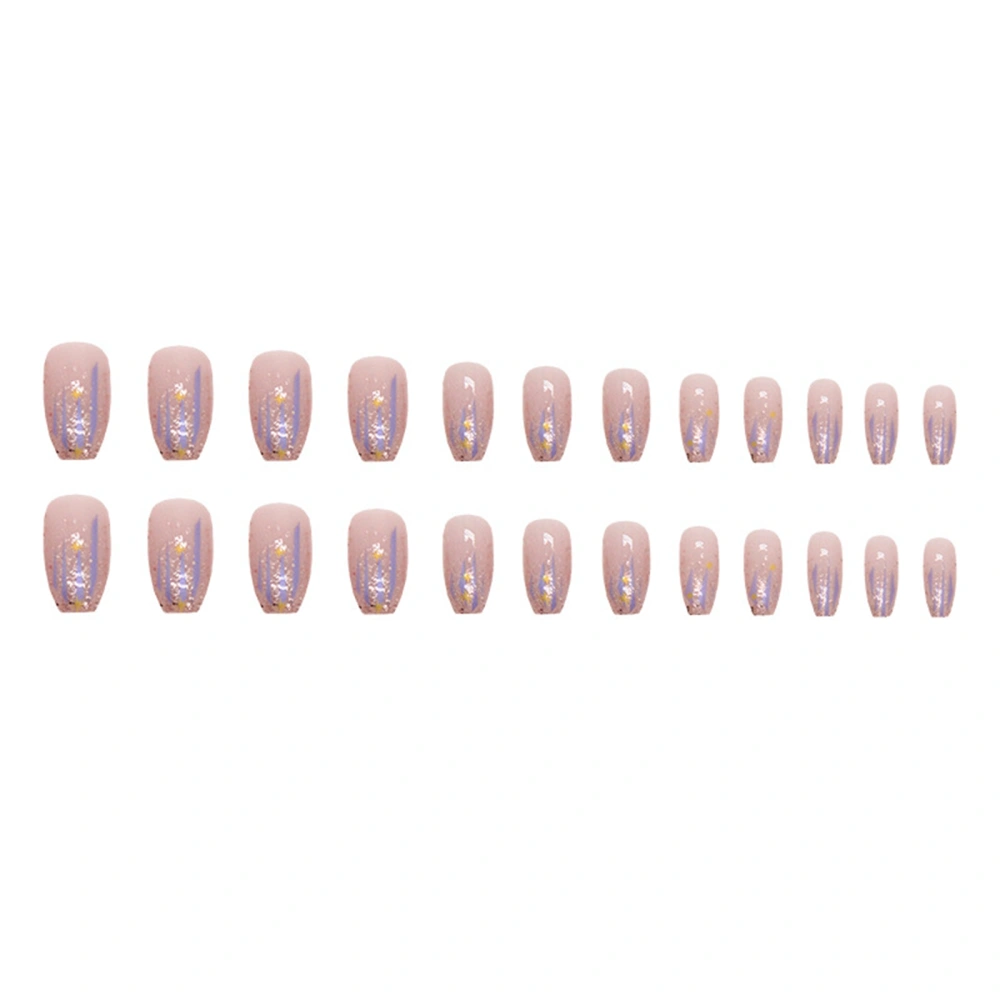 24PCS Glitter Press on Nails Short Fake Nails Full Cover False Nails