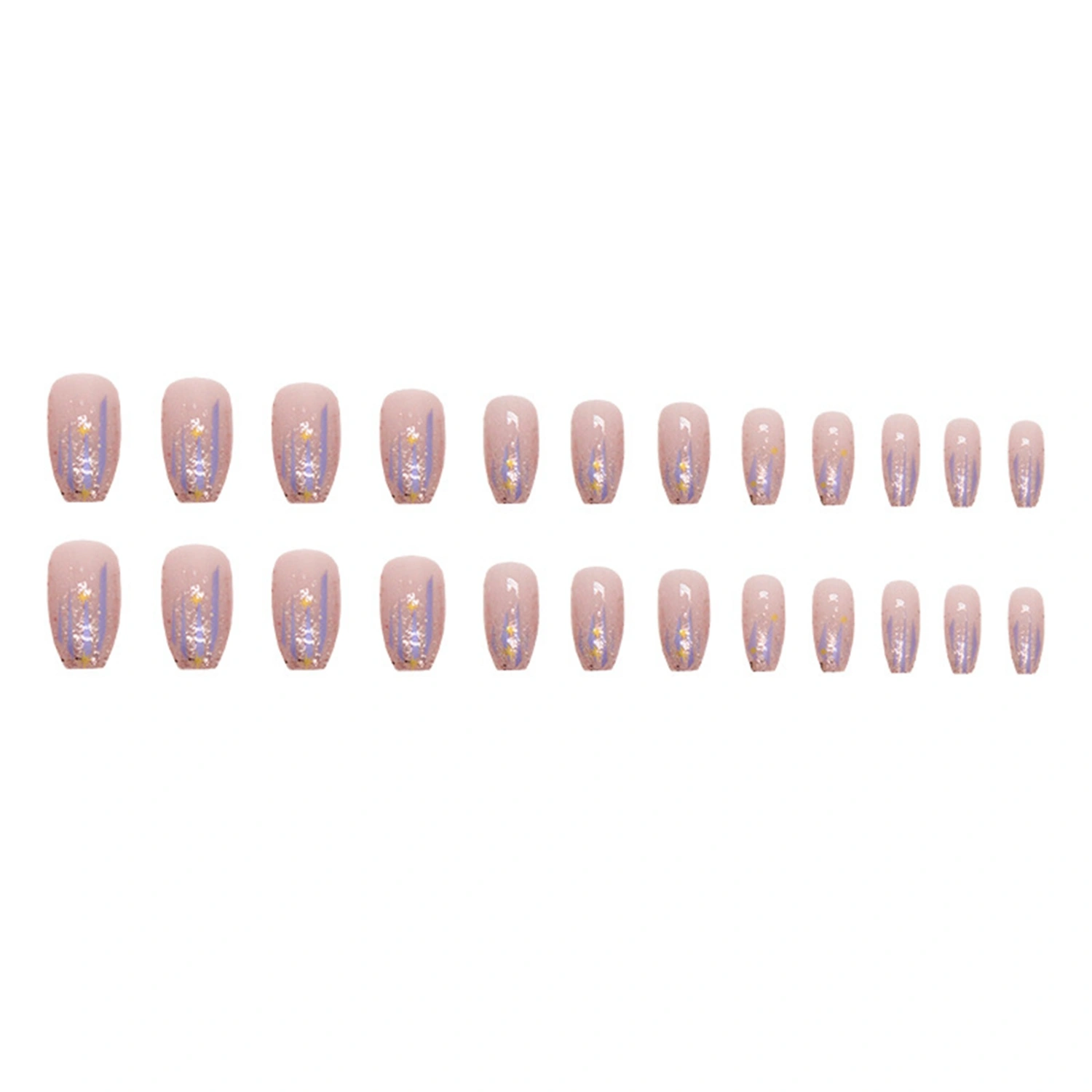 24PCS Glitter Press on Nails Short Fake Nails Full Cover False Nails