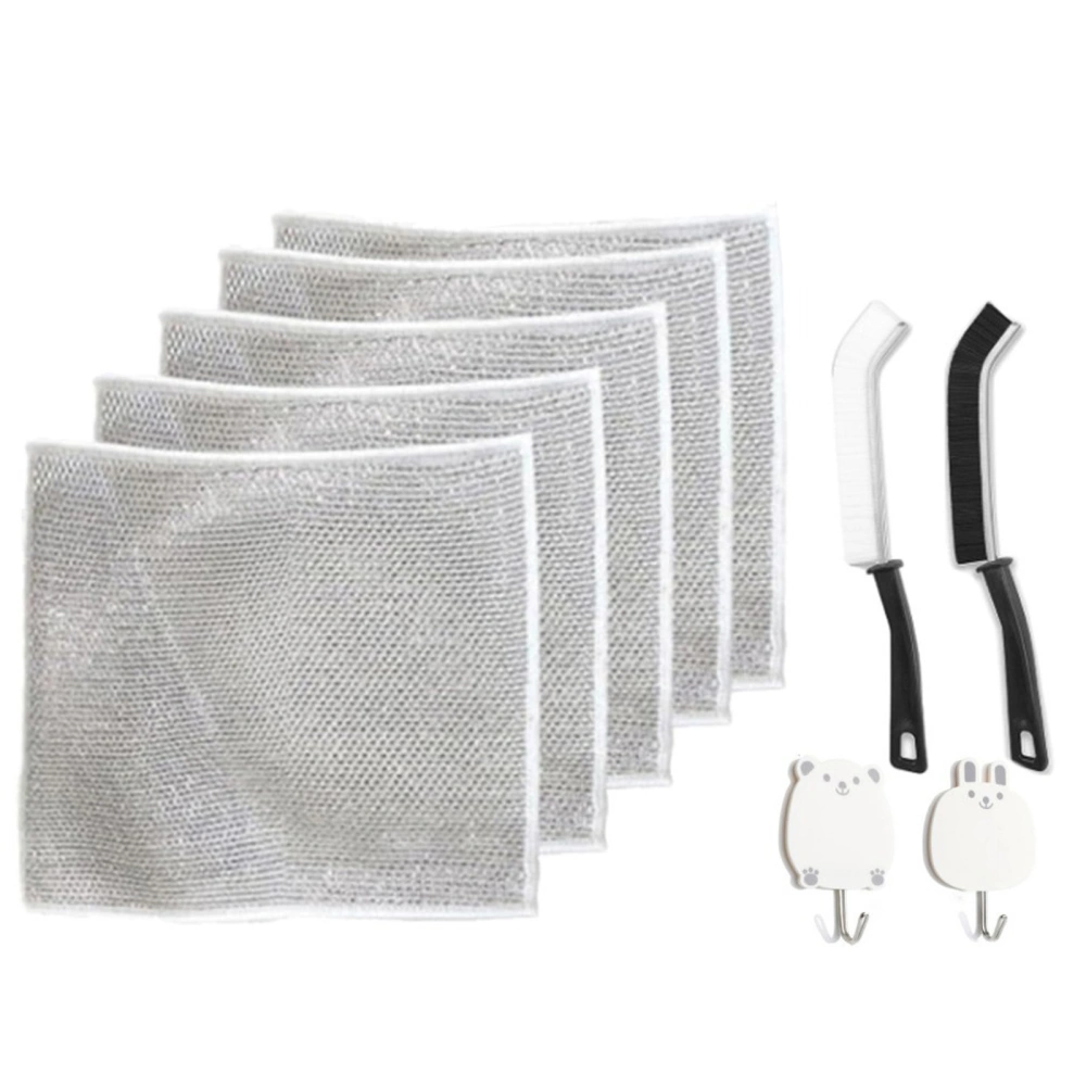 Multifunctional Non-Scratch Wire Dishcloths with Hooks & Grout Brushes