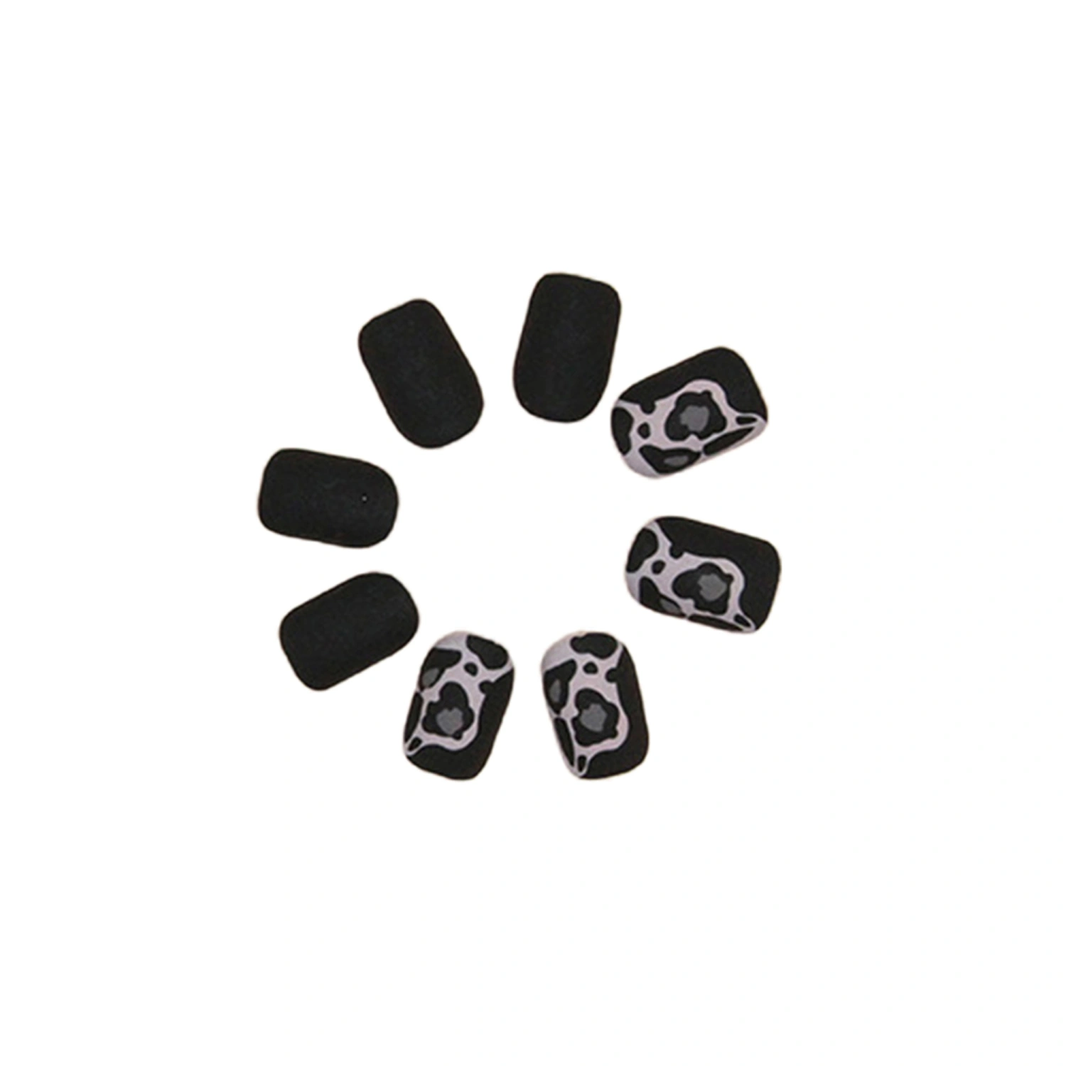 24PCS Short Fake Nails Press on Nails Cute Leopard Print False Nails