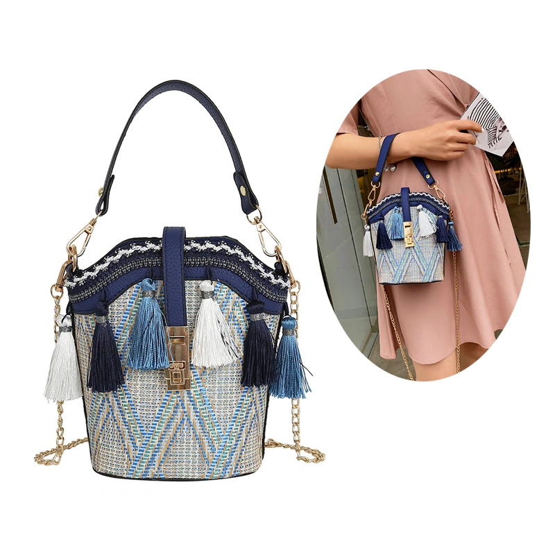 Straw Female Shoulder Bag Ethnic Style Tassels Crossbodybag#