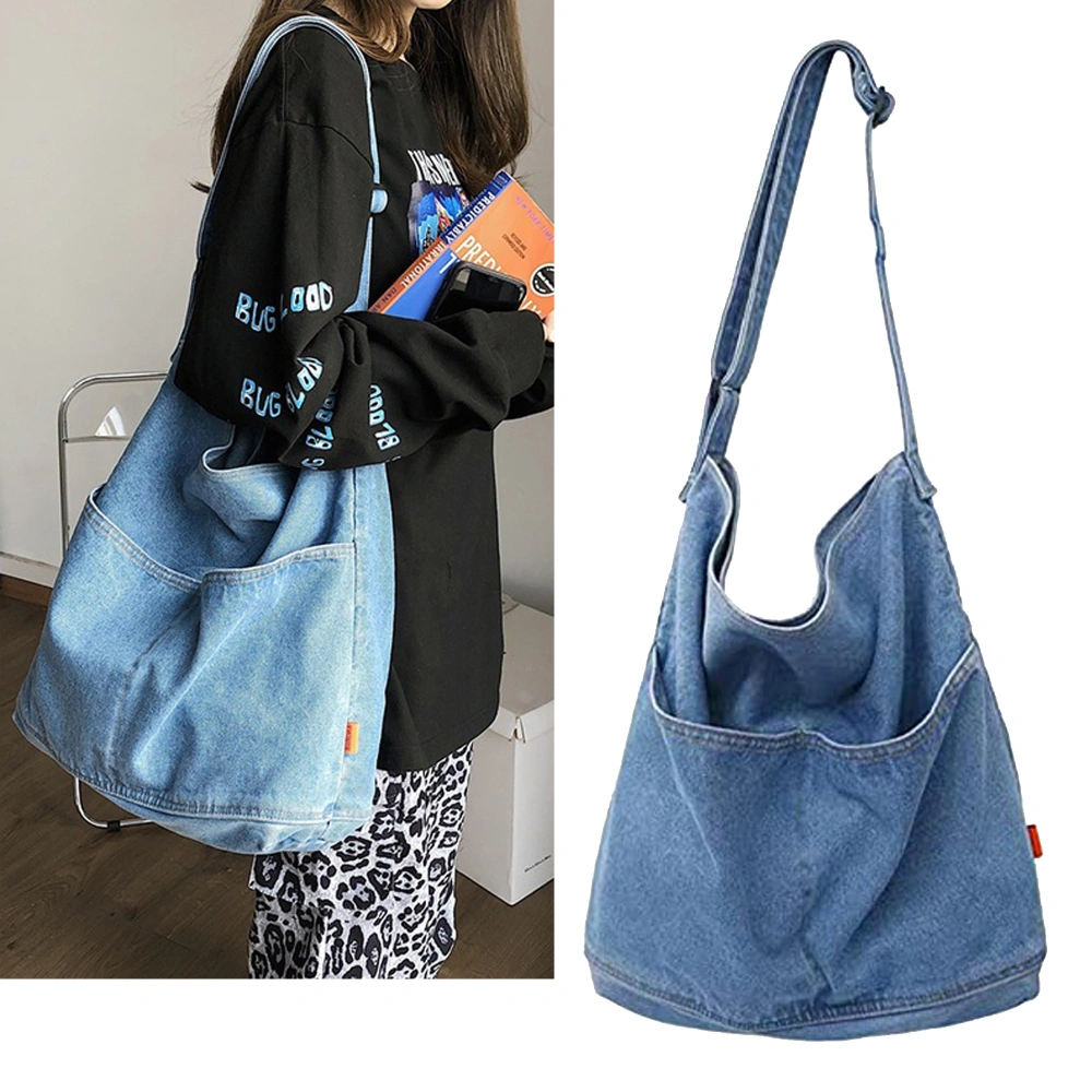 Fashion Denim Shoulder Bag Women Handbag Crossbody Bag-