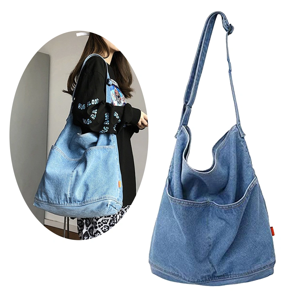 Casual Large Capacity Denim Crossbody Bags for Women Girls-