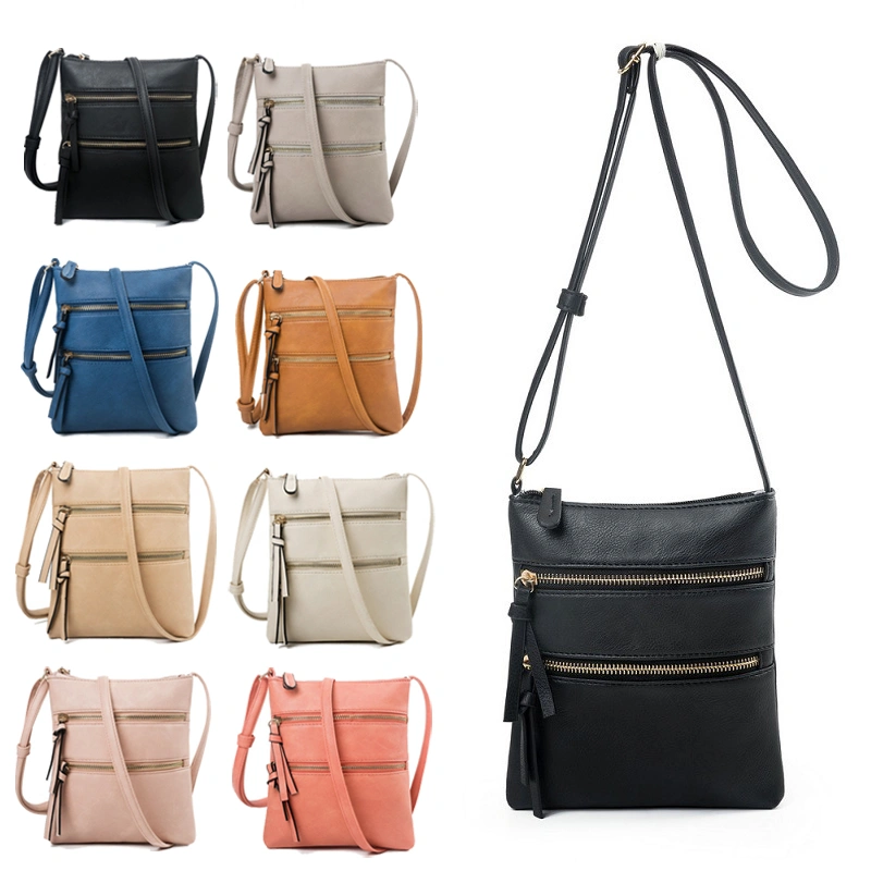 Fashion Double Zipper Shoulder Messenger Bag for Women-