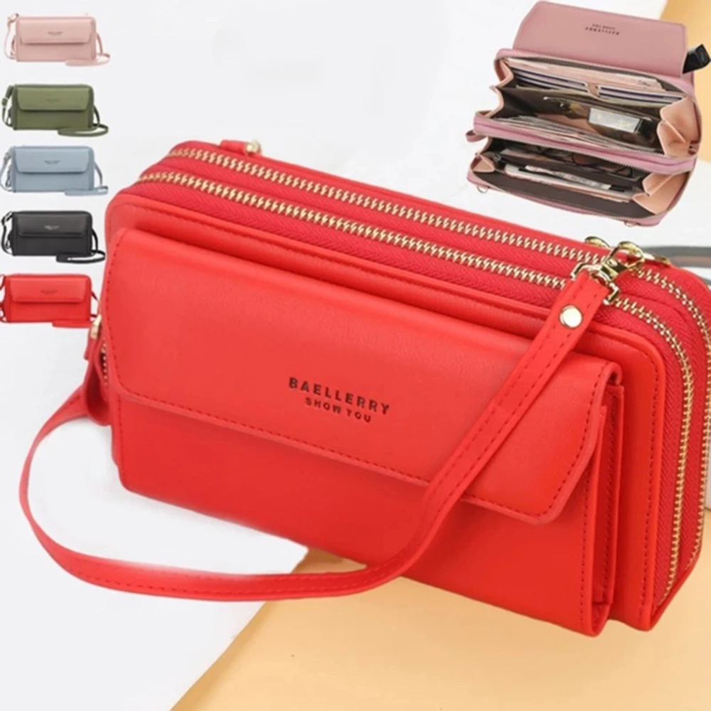 Women Long Wallet PU Leather Money Clutch Zipper Purses