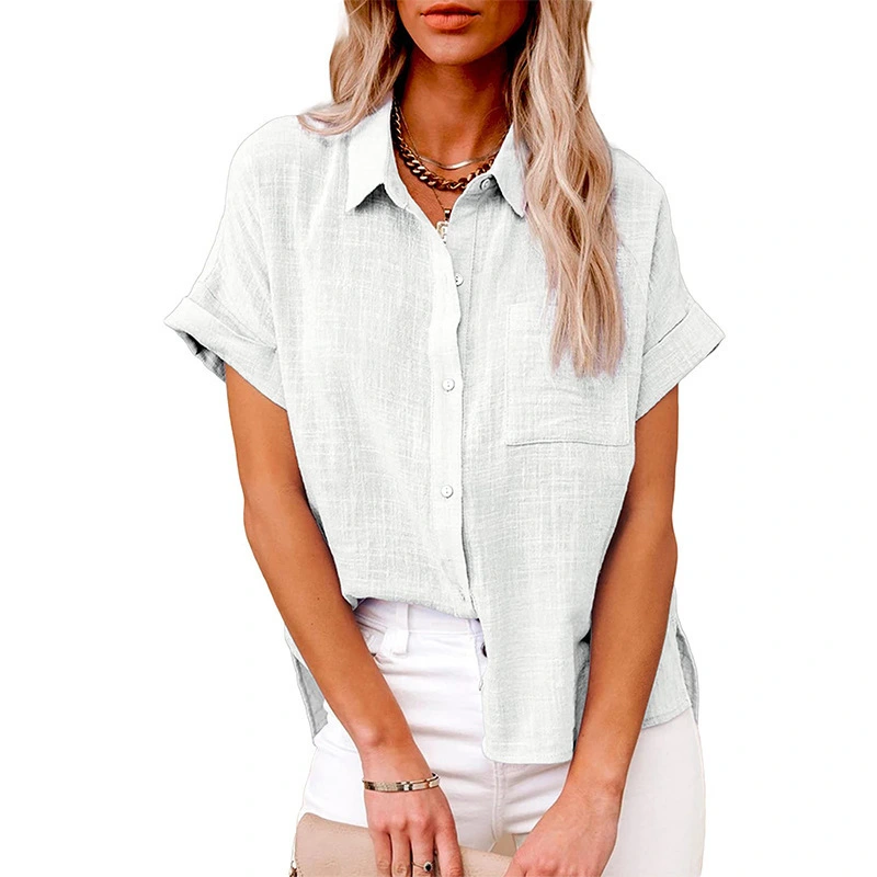 Summer Cotton Linen Oversized Shirt Women Tops Blouses