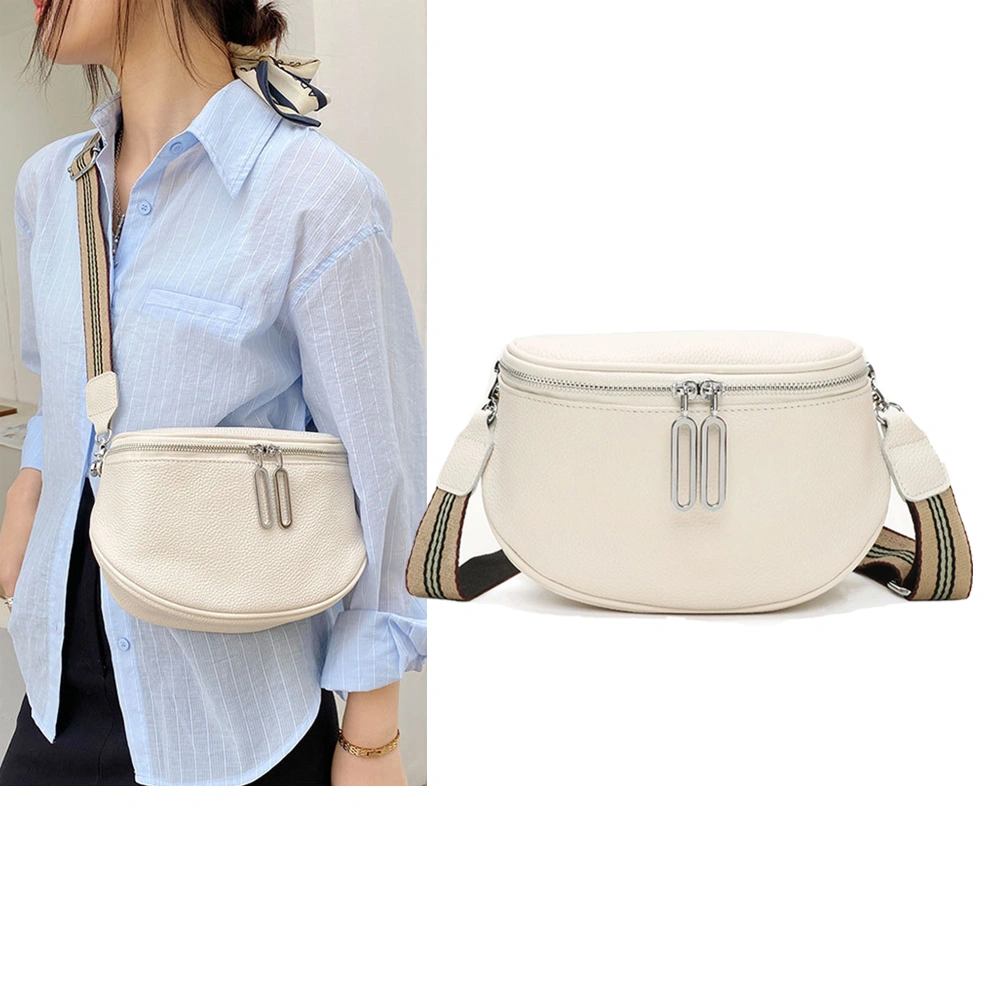 Women PU Leather Waist Bag Casual Belt Shoulder Zipper Bag-