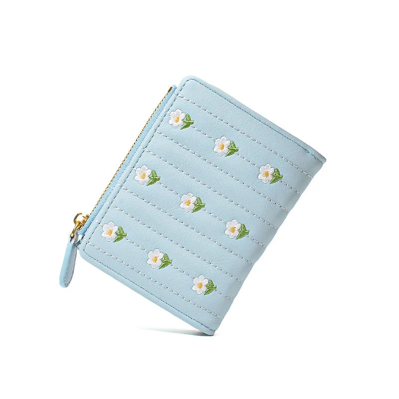 Small Cute Embroidery Coin Purse Fashion Girls Short Wallet