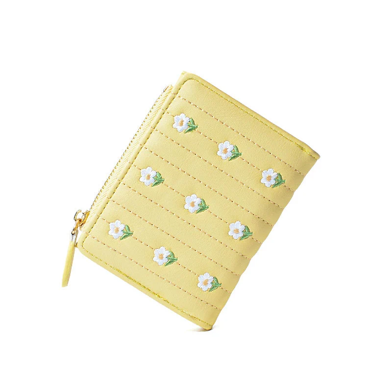 Embroidery Pattern Small Wallet Women PU Leather Coin Purse