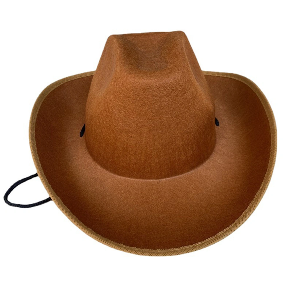 Felt Cowboy Hat Wide Brim Western Hat with Chin Strap for Adults Kids