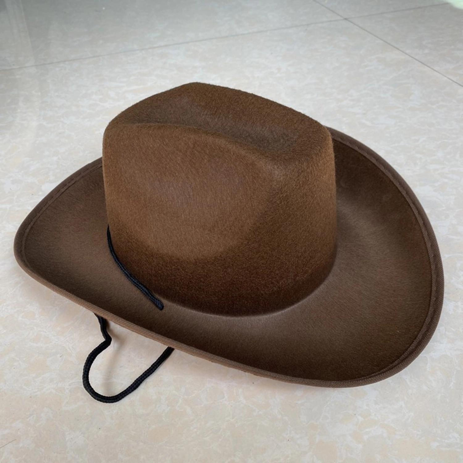 Felt Cowboy Hat Wide Brim Western Hat with Chin Strap for Adults Kids