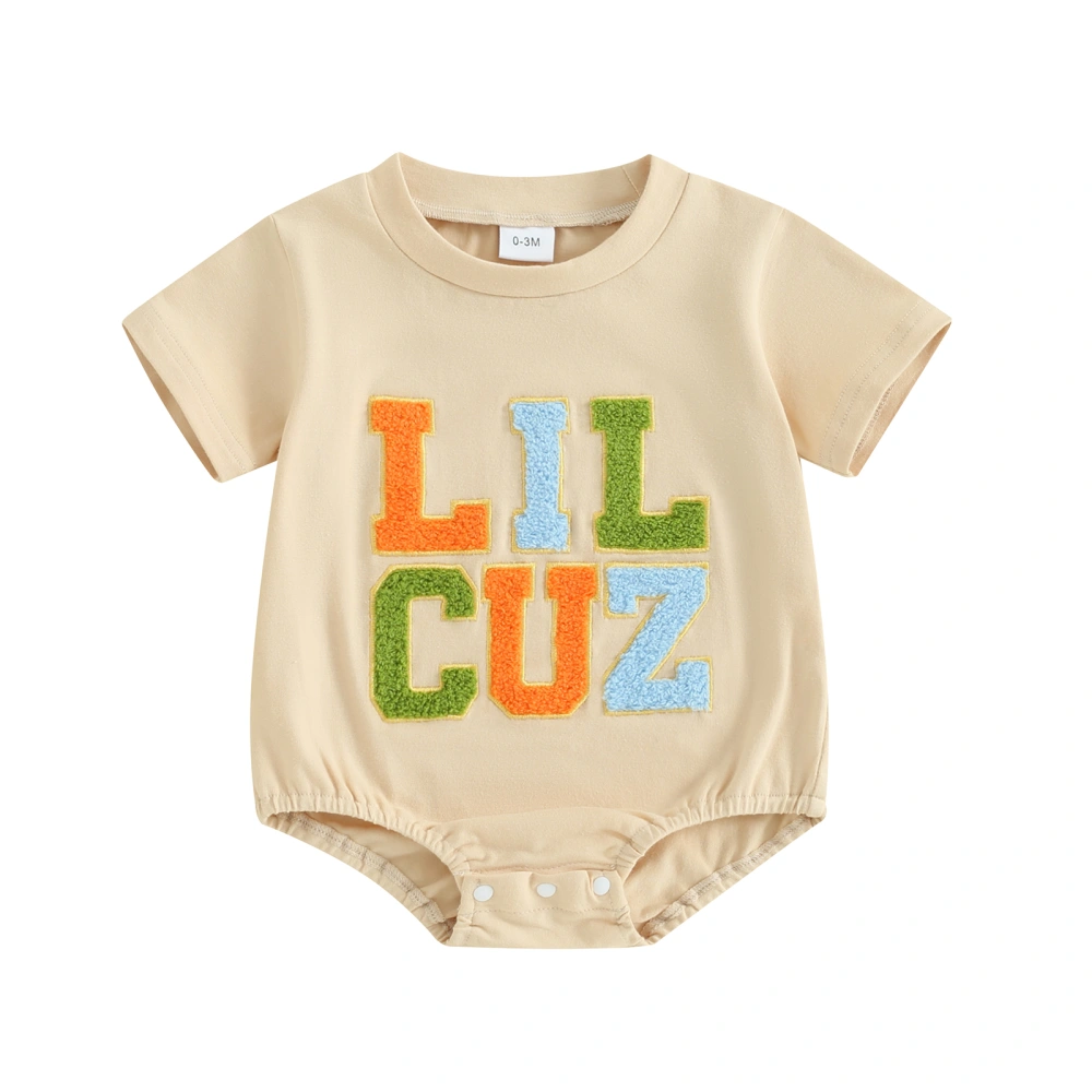 Infant Baby Summer Romper Letter Embroidery Short Sleeve Bodysuit