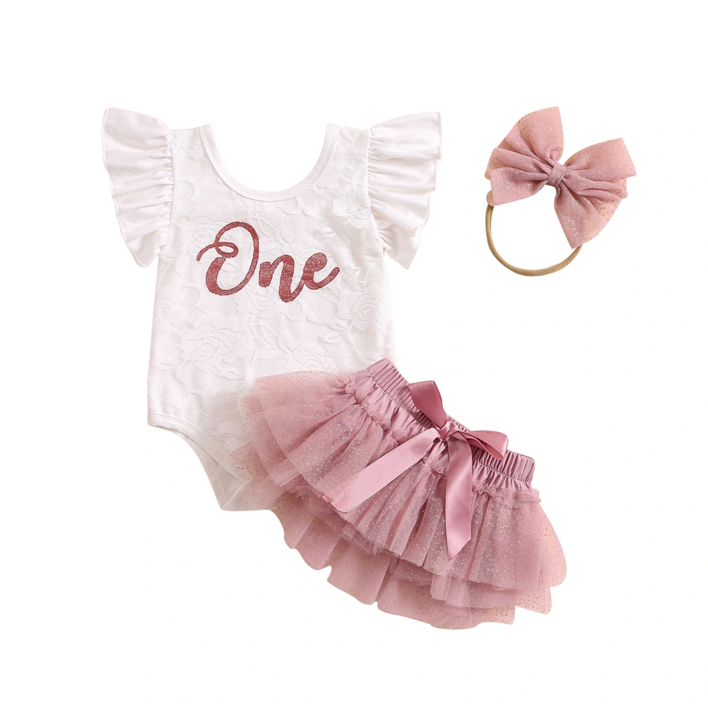 Baby Girl Summer Outfits Lace Romper + Tutu Skirt + Headband