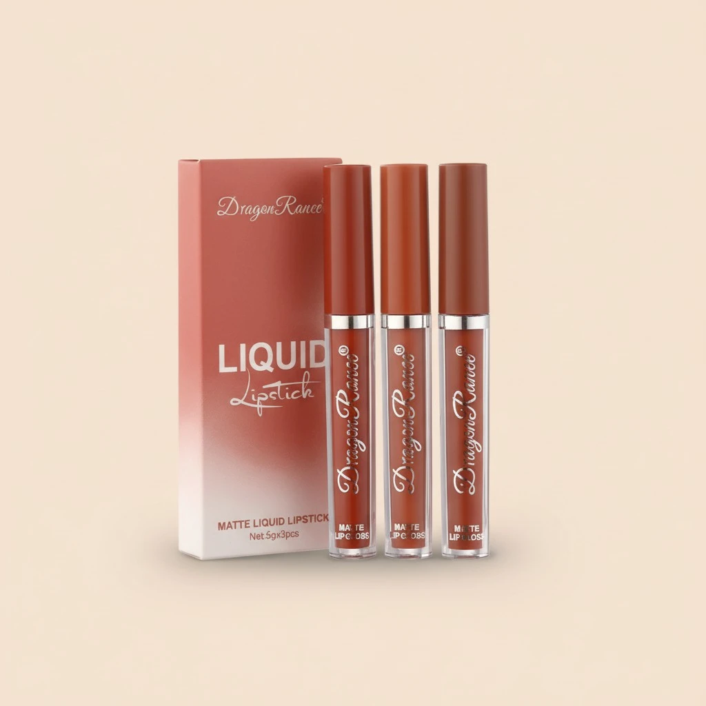 Matte Liquid Lipstick Set 3 Piece Long Lasting Matte Velvet Lip Gloss 