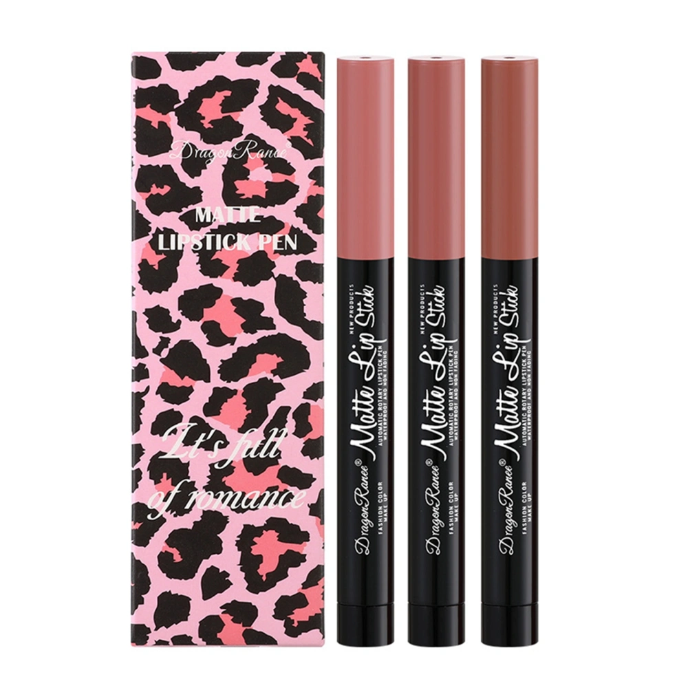 Matte Color Lip Pencil 3Pcs Long-Lasting Lipstick Lip Crayon