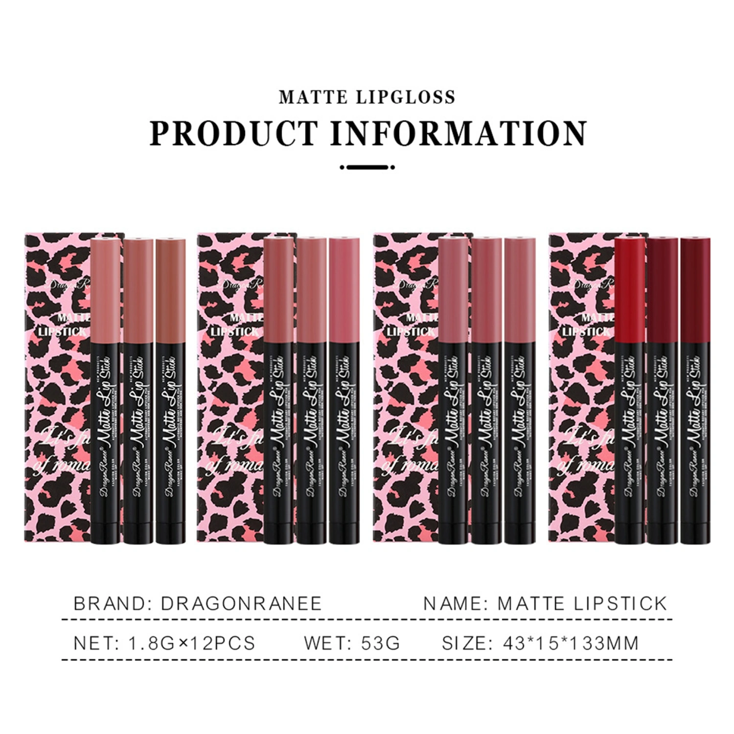 Matte Color Lip Pencil 3Pcs Long-Lasting Lipstick Lip Crayon