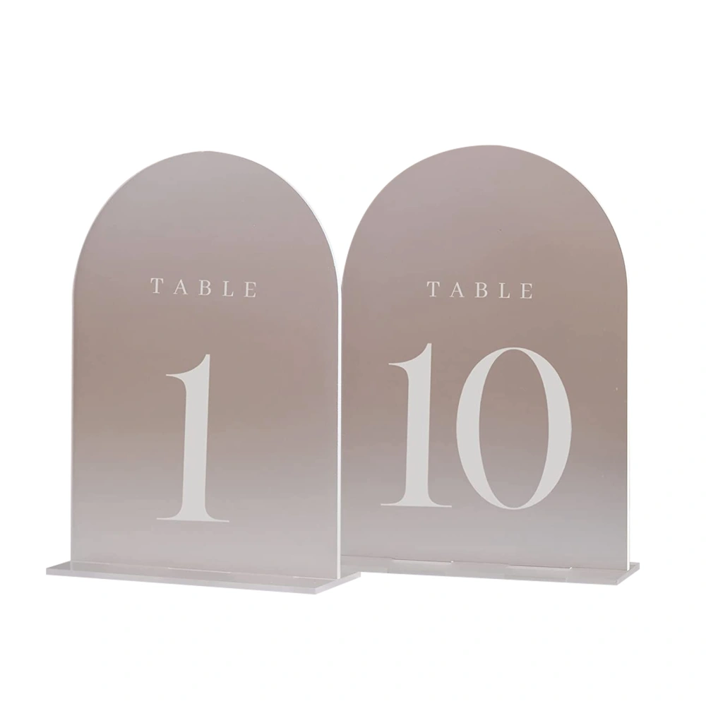 Frosted Arch Wedding Table Numbers, Acrylic Signs and Holders