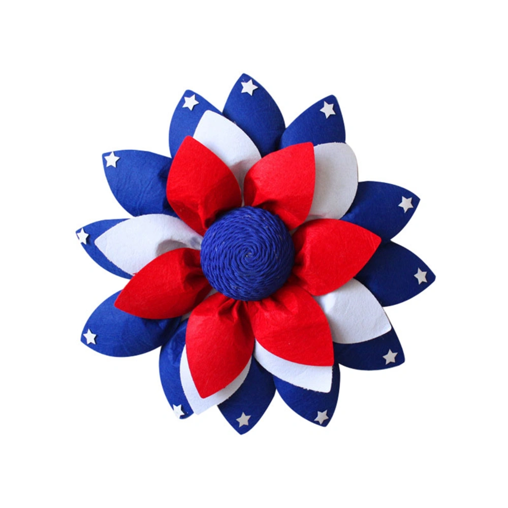 4th of July Wreath Decoration Flower Shape Flag Print Hanging Garland 