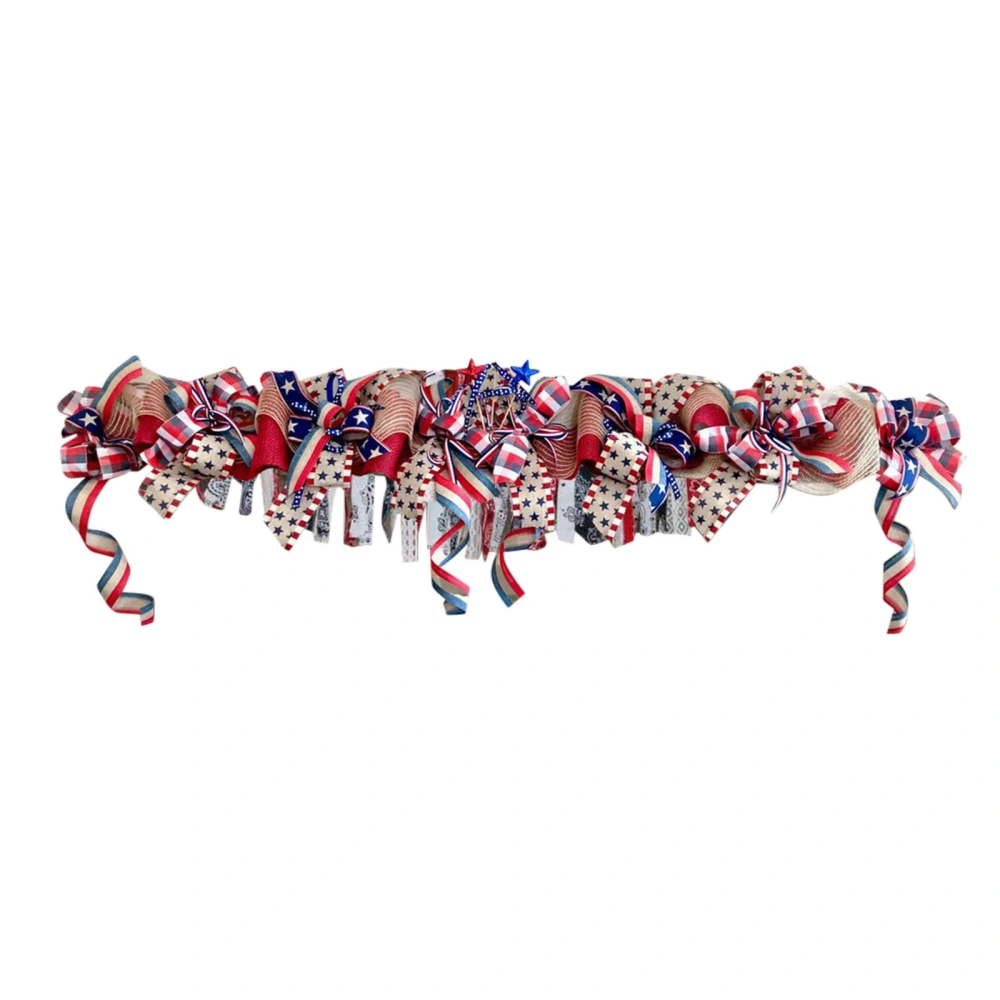 4th of July Decorations Patriotic Garland Ribbon Artificial Wreath