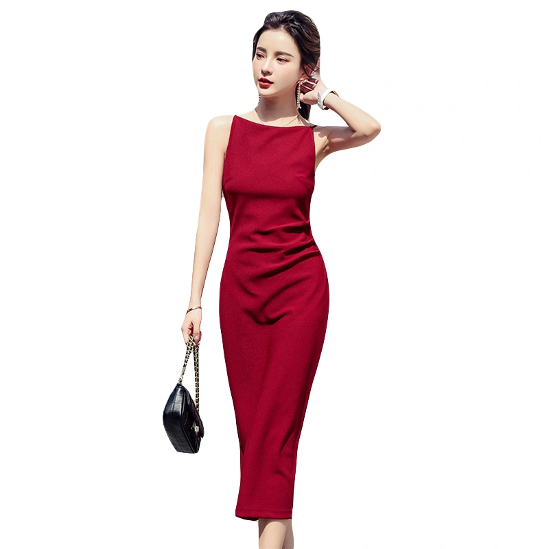 Women Slip Dress, Spaghetti Straps Solid Slit Summer Long Dress