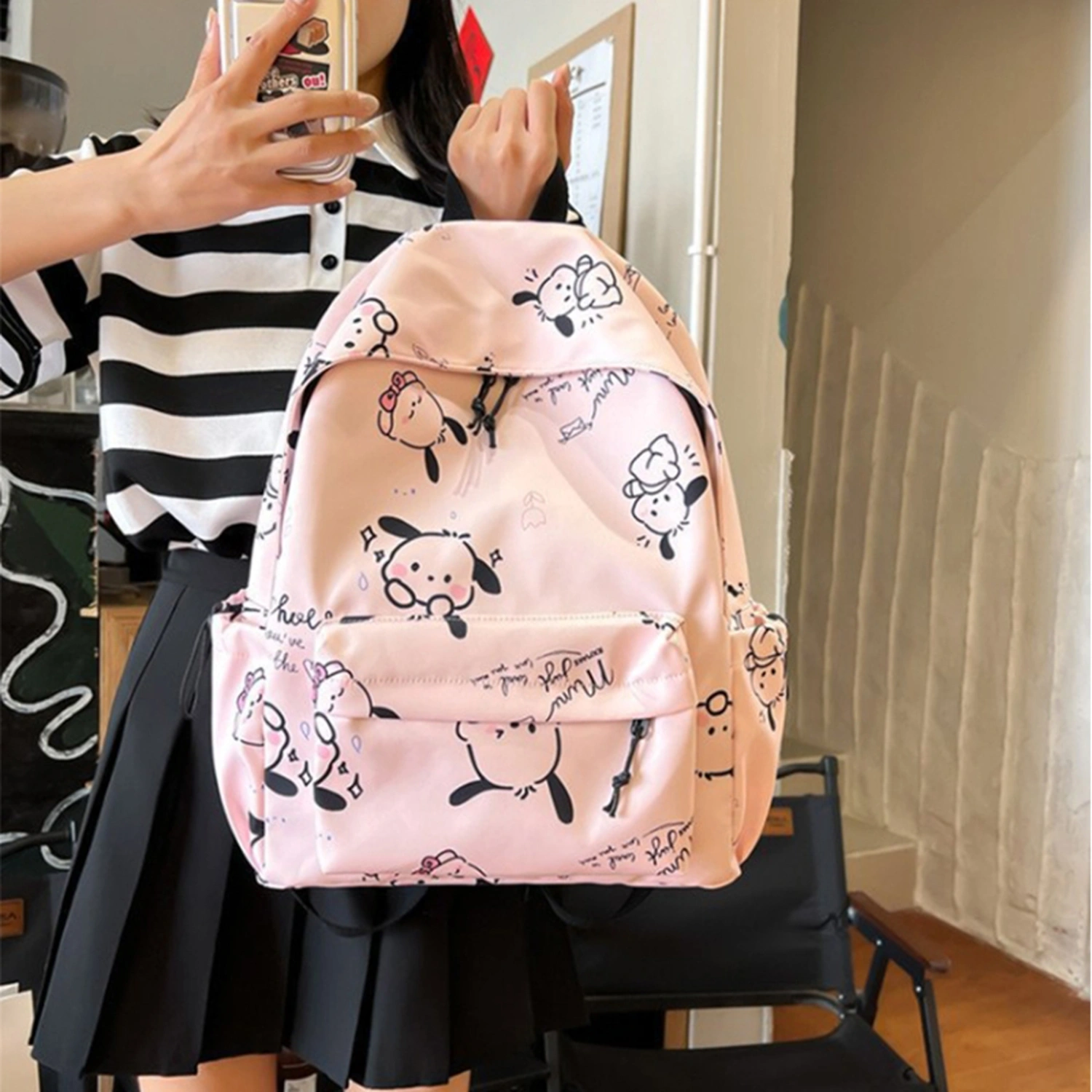 Girls Backpack with Plush Dog Pendant, Adjustable Shoulder Straps Bag 